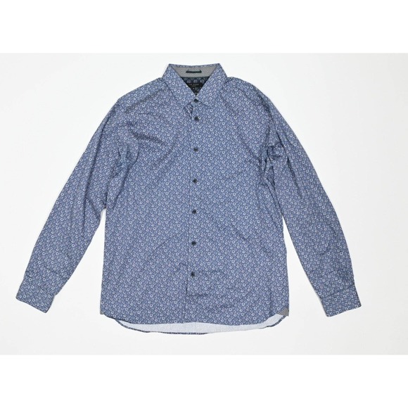 Ted Baker Blue Patterned Dress Shirt - Picture 1 of 5